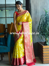 Banarasee Organza Mix Saree With Flower Jaal Design & Broad Contrast Border-Yellow