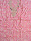 Pure Handloom Mul Cotton Bagru Block Print Gotapatti Suit Set-Pink & White