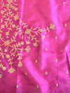 Banarasee Chiffon Blend Saree Chunri Print Zari Border & Silk Blouse-Violet