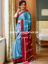 Handloom Mul Cotton Block Print Saree-Blue