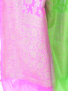 Banarasee Handwoven Semi-Chiffon Saree With Silver Zari & Dual Color-Green & Pink