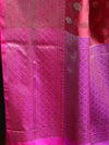 Banarasee Cotton Silk Saree With Antique Zari Buti & Contrast Floral Border-Maroon