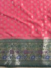 Banarasee Cotton Silk Salwar Kameez Fabric Paithani Border Design With Georgette Dupatta -Pink & Green