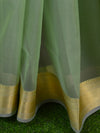 Banarasee Organza Mix Saree With Zari Border-Green