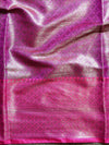 Banarasee Cotton Silk Saree With Antique Zari Buti & Contrast Floral Border-Maroon