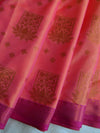 Banarasee Handwoven Soft Semi Silk Saree With Buta Design-Peach(Dual Shade)
