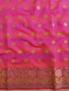 Banarasee Chanderi Cotton Stripes Salwar Kameez Fabric With Dupatta-Pink