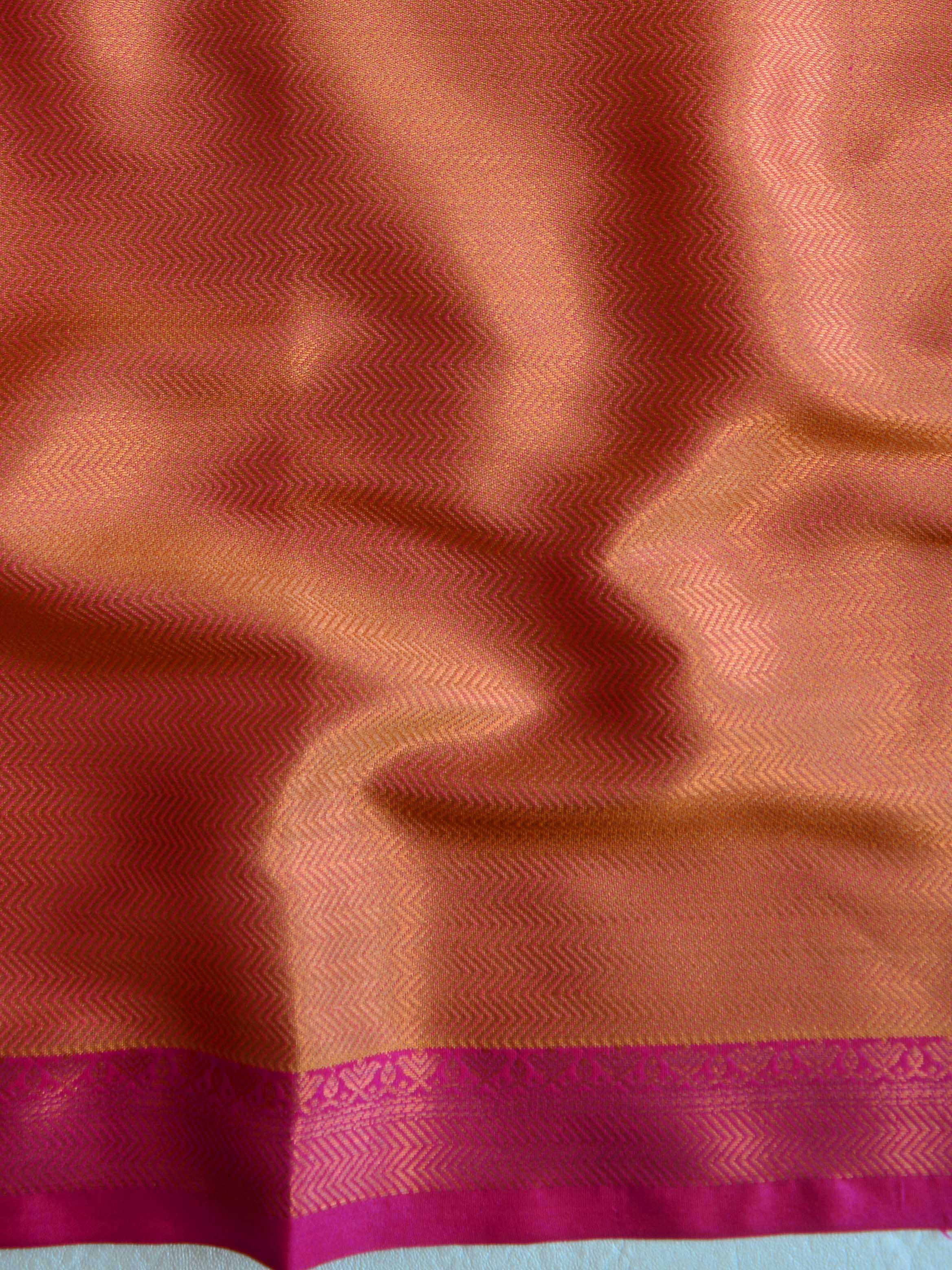 Banarasee Handwoven Soft Semi Silk Saree With Buta Design-Peach(Dual Shade)