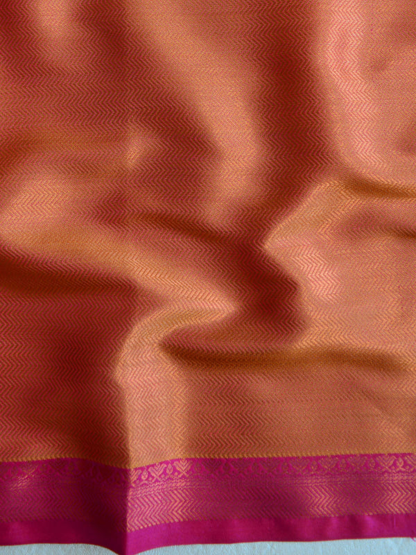 Banarasee Handwoven Soft Semi Silk Saree With Buta Design-Peach(Dual Shade)