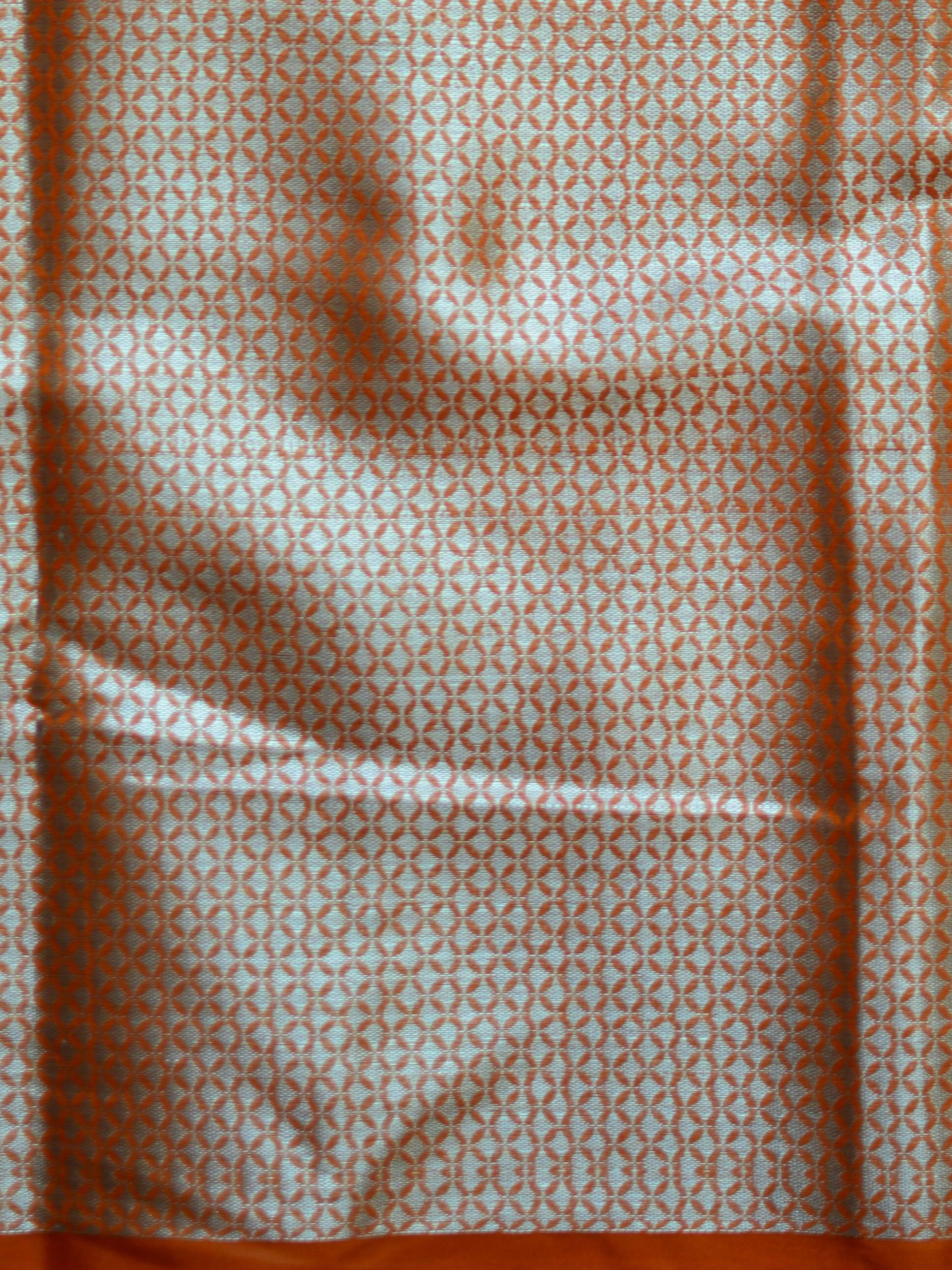 Banarasee Organza Saree With Silver Zari Design & Dual Color-Pink & Orange