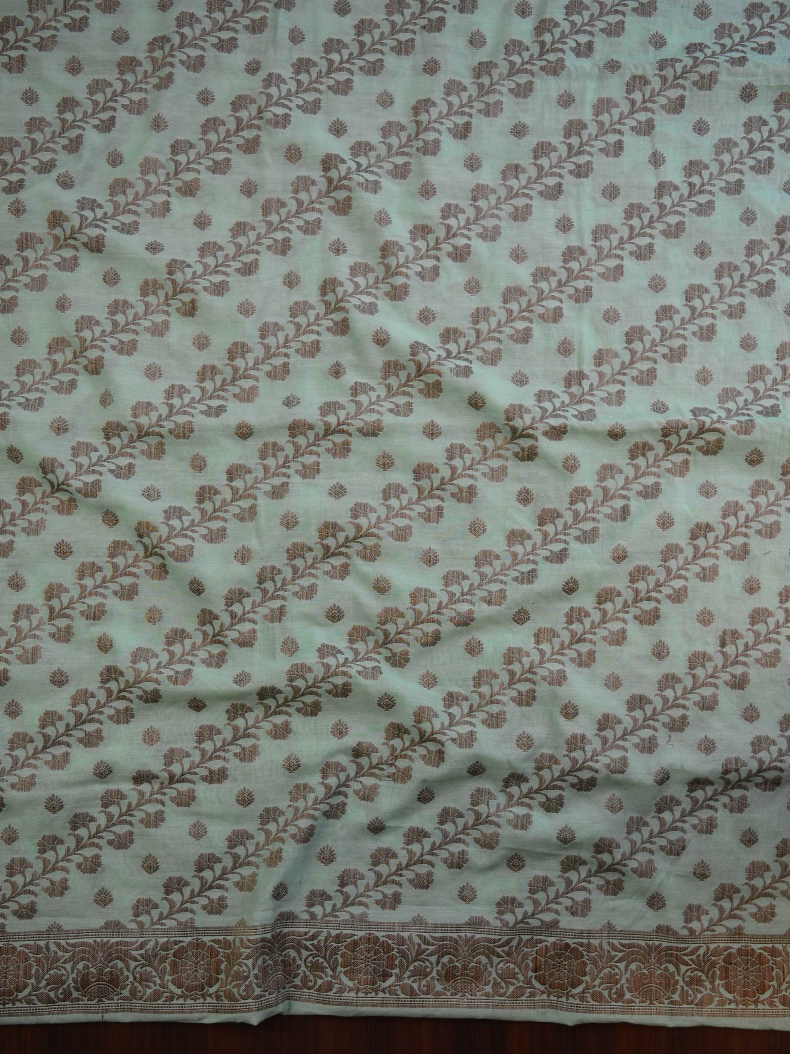 Banarasee Cotton Mix Ghichha Work Salwar Kameez Fabric With Dupatta-Mint Green