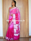 Banarasee Organza Saree With Silver Zari Design & Dual Color-Pink