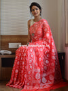 Banarasee Cotton Jamdani Saree With Resham Jaal-Peach