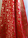 Banarasee Art Silk Dupatta Jaal Design-Red
