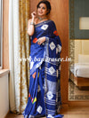Banarasee Linen Cotton Bagru Hand-Block Printed Saree-Blue