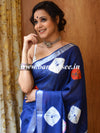 Banarasee Linen Cotton Bagru Hand-Block Printed Saree-Blue