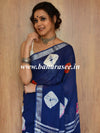 Banarasee Linen Cotton Bagru Hand-Block Printed Saree-Blue
