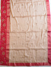 Banarasee Silk Blend Saree With Woven Zari Border & Contrast Blouse-Rose Pink