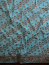 Banarasee Cotton Mix Ghichha Work Salwar Kameez Fabric With Dupatta-Blue & Peach