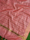 Bhagalpur Cotton Silk Hand-Block Printed Saree-Peach