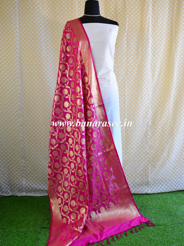 Banarasee Art Silk Dupatta Jaal Design-Pink