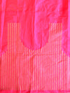 Banarasee Silk Blend Saree With Woven Zari Border & Contrast Blouse-Rose Pink