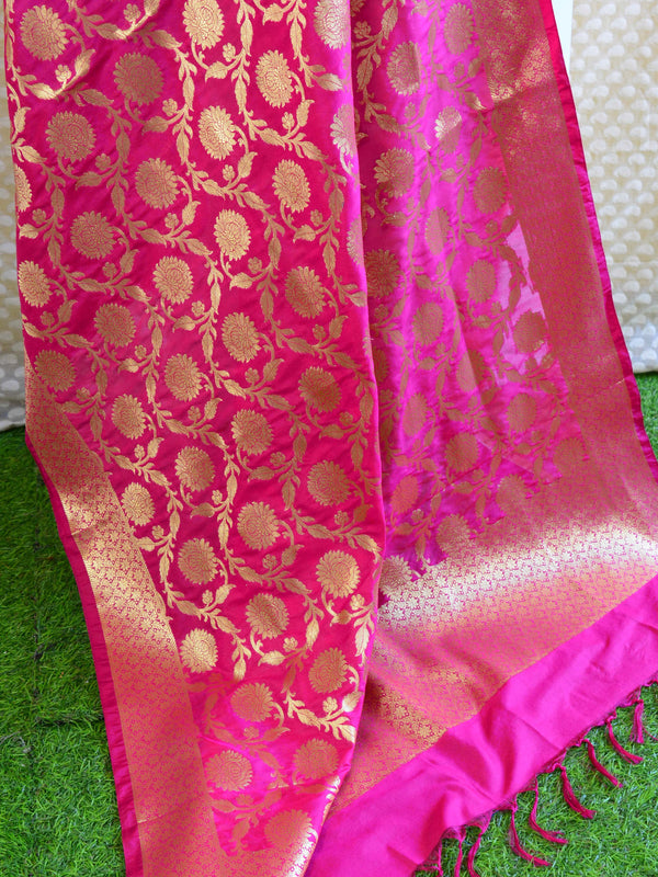 Banarasee Art Silk Dupatta Jaal Design-Pink