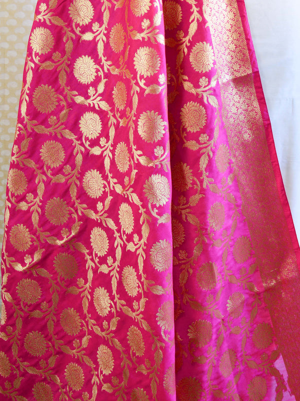 Banarasee Art Silk Dupatta Jaal Design-Pink