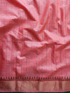 Bhagalpur Cotton Silk Hand-Block Printed Saree-Peach