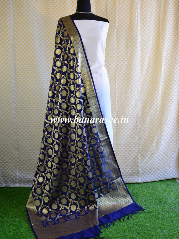 Banarasee Art Silk Dupatta Jaal Design-Blue