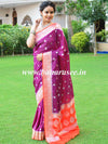 Banarasee Handwoven Faux Georgette Saree With Silver Zari Buti & Contrast Border Design-Violet