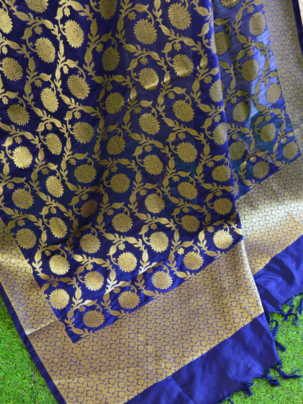 Banarasee Art Silk Dupatta Jaal Design-Blue