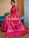 Kanjivaram Handwoven Semi Silk Saree With Jaal & Zari Border Design-Pink
