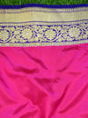 Banarasee Handloom Pure Katan Silk Sari With Skirt Border-Magenta