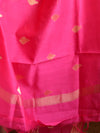 Banarasee Pure Chanderi Silk Zari Buti Salwar Kameez Set-Magenta & Black