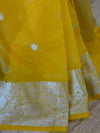 Banarasee Organza Mix Saree With Silver Zari-Yellow