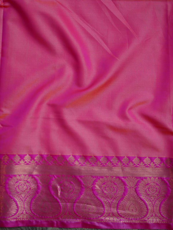 Banarasee Handloom Linen Silk Mix Antique Zari Buta Saree-Olive Green