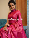 Kanjivaram Handwoven Semi Silk Saree With Jaal & Zari Border Design-Pink