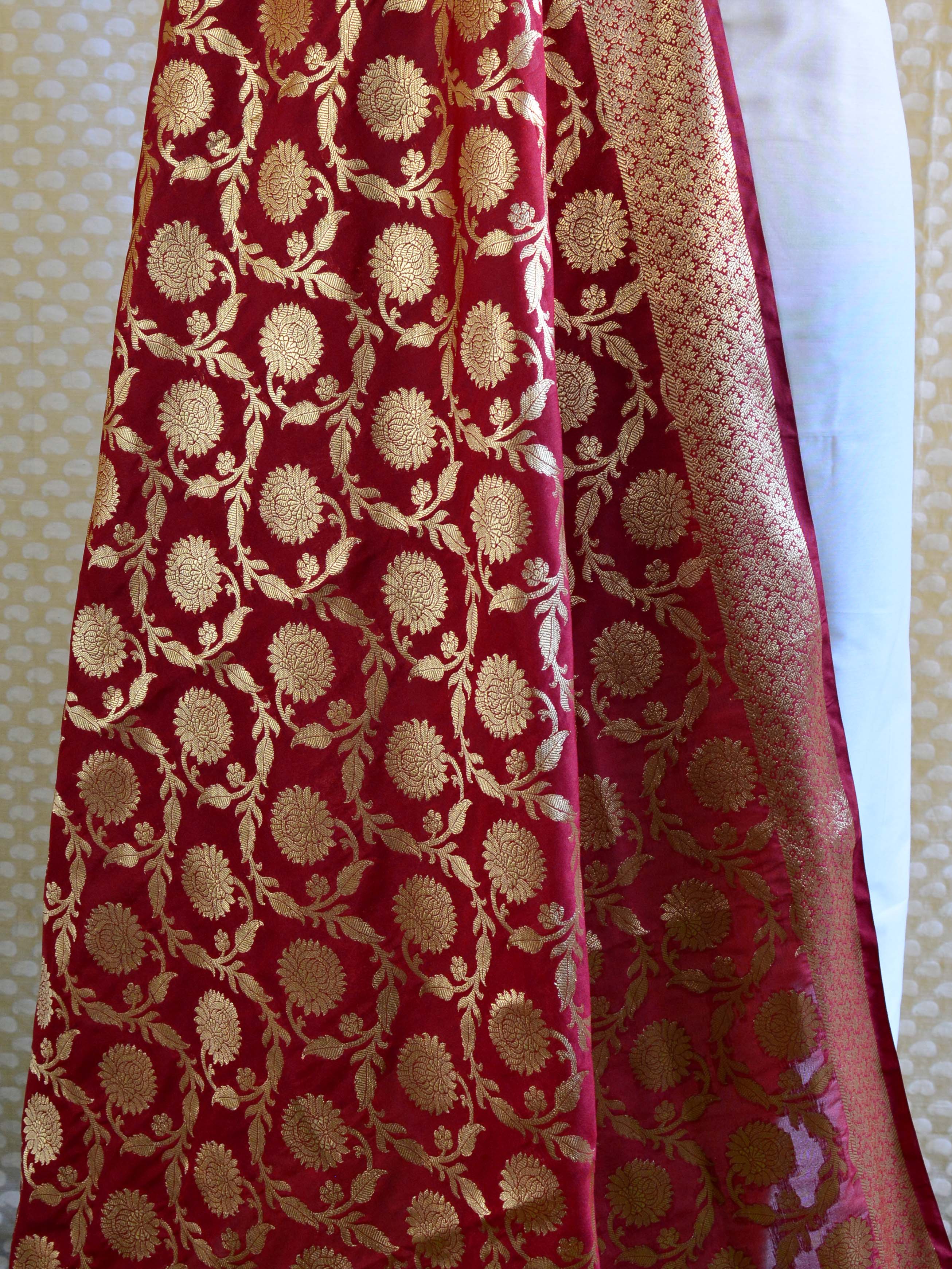 Banarasee Art Silk Dupatta Jaal Design-Maroon