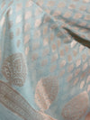 Banarasee Cotton Silk Salwar Kameez Fabric With Zari Work-Green & Peach