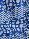 Handloom Mul Cotton Block Print Saree-Blue & White