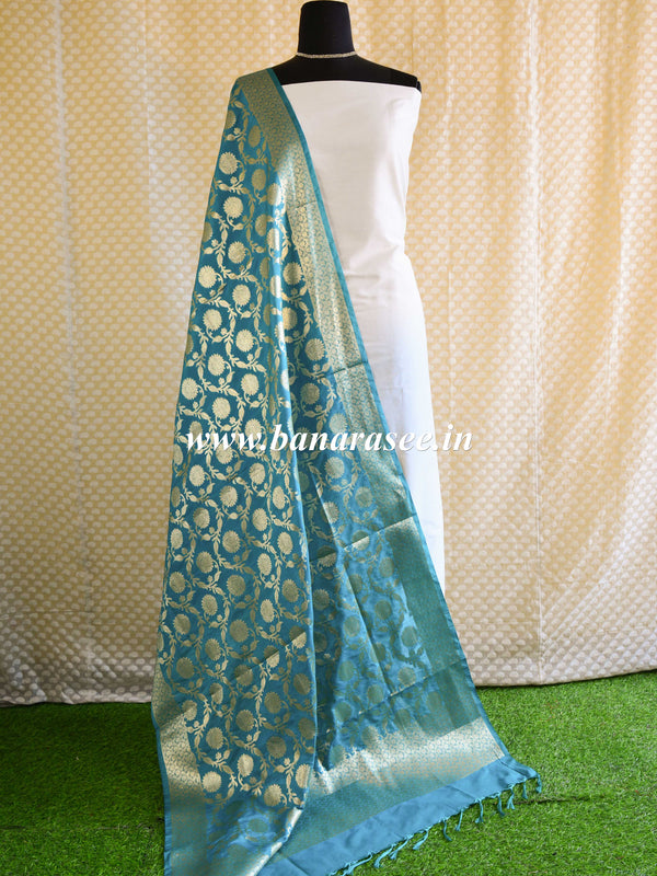 Banarasee Art Silk Dupatta Jaal Design-Green