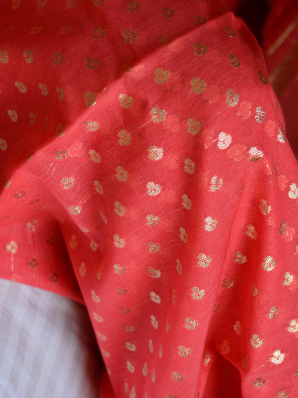 Banarasee Handloom Chanderi Cotton Zari Work Salwar Kameez Dupatta Set-Peach