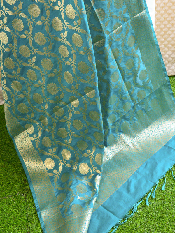 Banarasee Art Silk Dupatta Jaal Design-Green