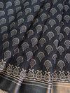 Bhagalpuri Handloom Pure Linen Cotton Block Printed Saree-Grey