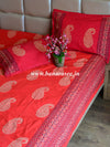 20x20 Cotton Handblock Printed King Size Bedsheet-Red