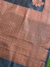 Banarasee Cotton Silk Saree With Copper Zari Buta & Border-Blue