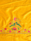 Banarasee Brasso Silk Patola Saree with Meena Border Design With Contrast Embroidered Blouse-Deep Green