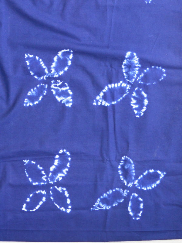 Handloom Mul Cotton Block Print Suit Set With Chanderi Dupatta-Blue & Yellow