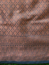 Banarasee Cotton Silk Saree With Copper Zari Buta & Border-Blue